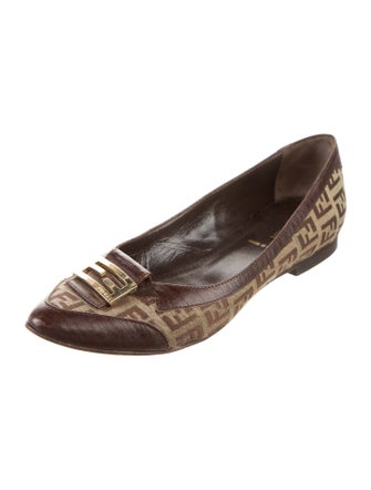 Fendi Canvas Printed Ballet Flats