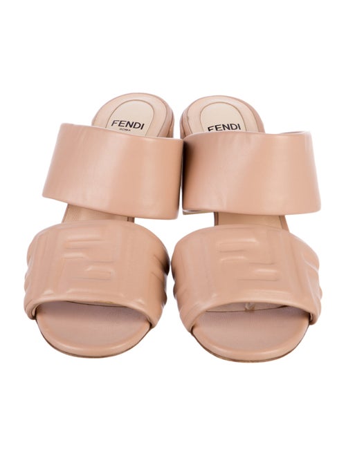 Fendi Zucca FF Logo Leather Slides