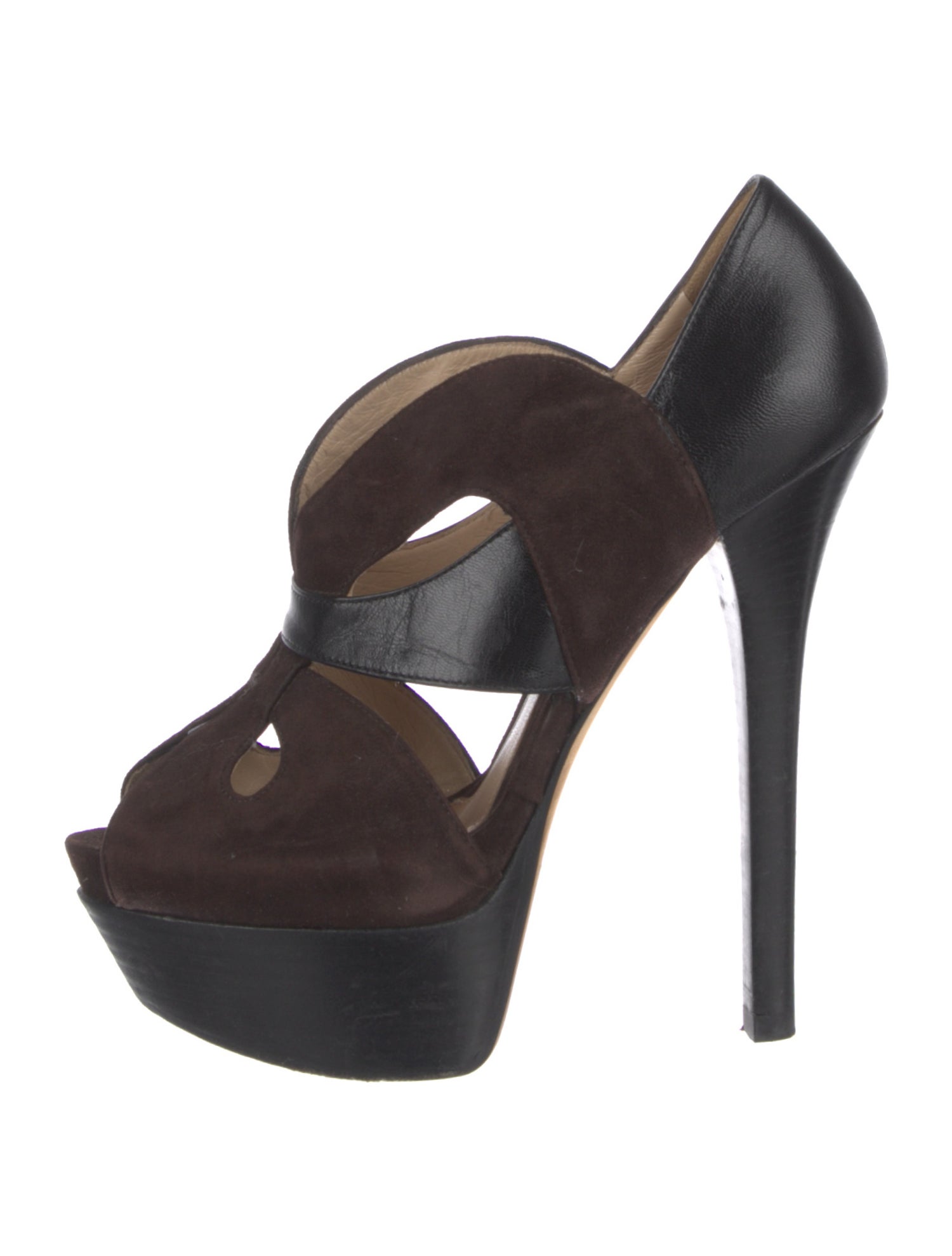 Fendi Suede Cutout Accent Pumps