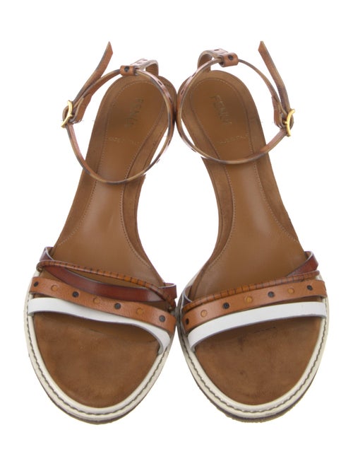 Fendi Leather Colorblock Pattern Sandals