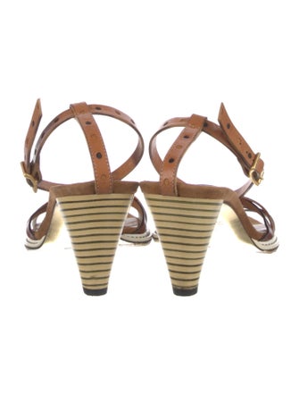 Fendi Leather Colorblock Pattern Sandals