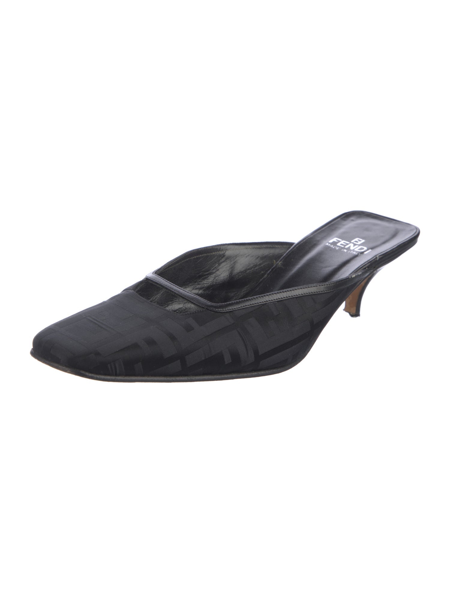 Fendi Zucca FF Logo Satin Mules