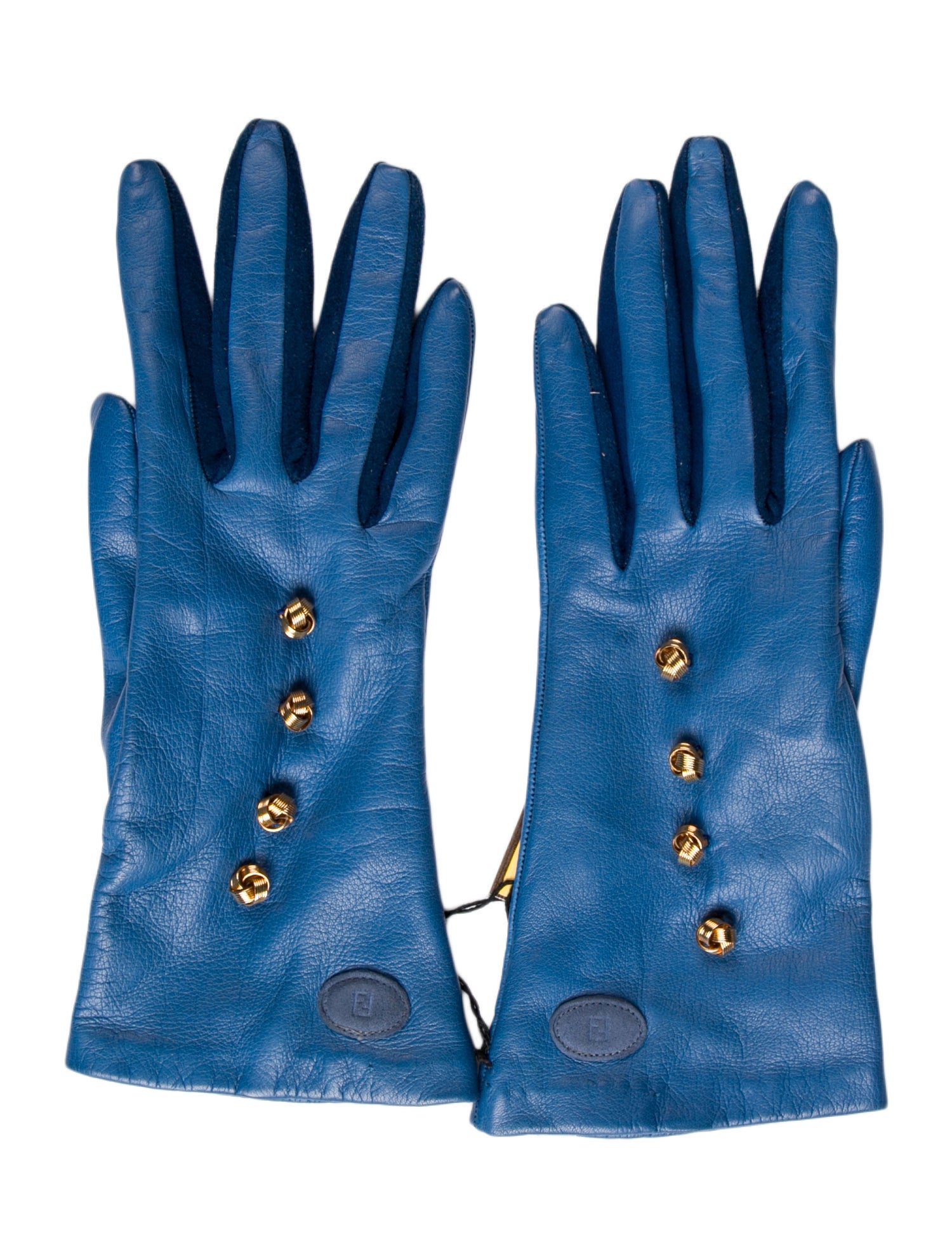 Fendi Embellished Leather Gloves