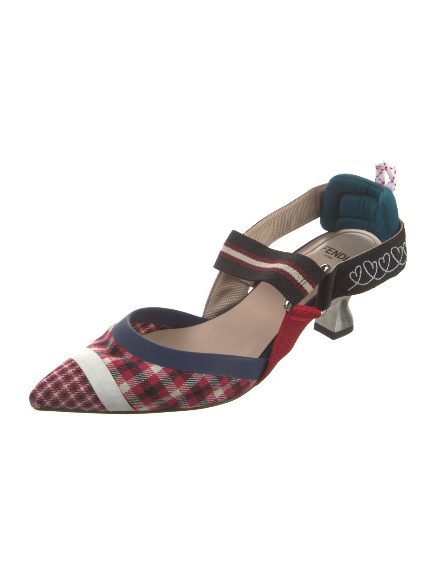 Fendi Plaid Print Slingback Pumps