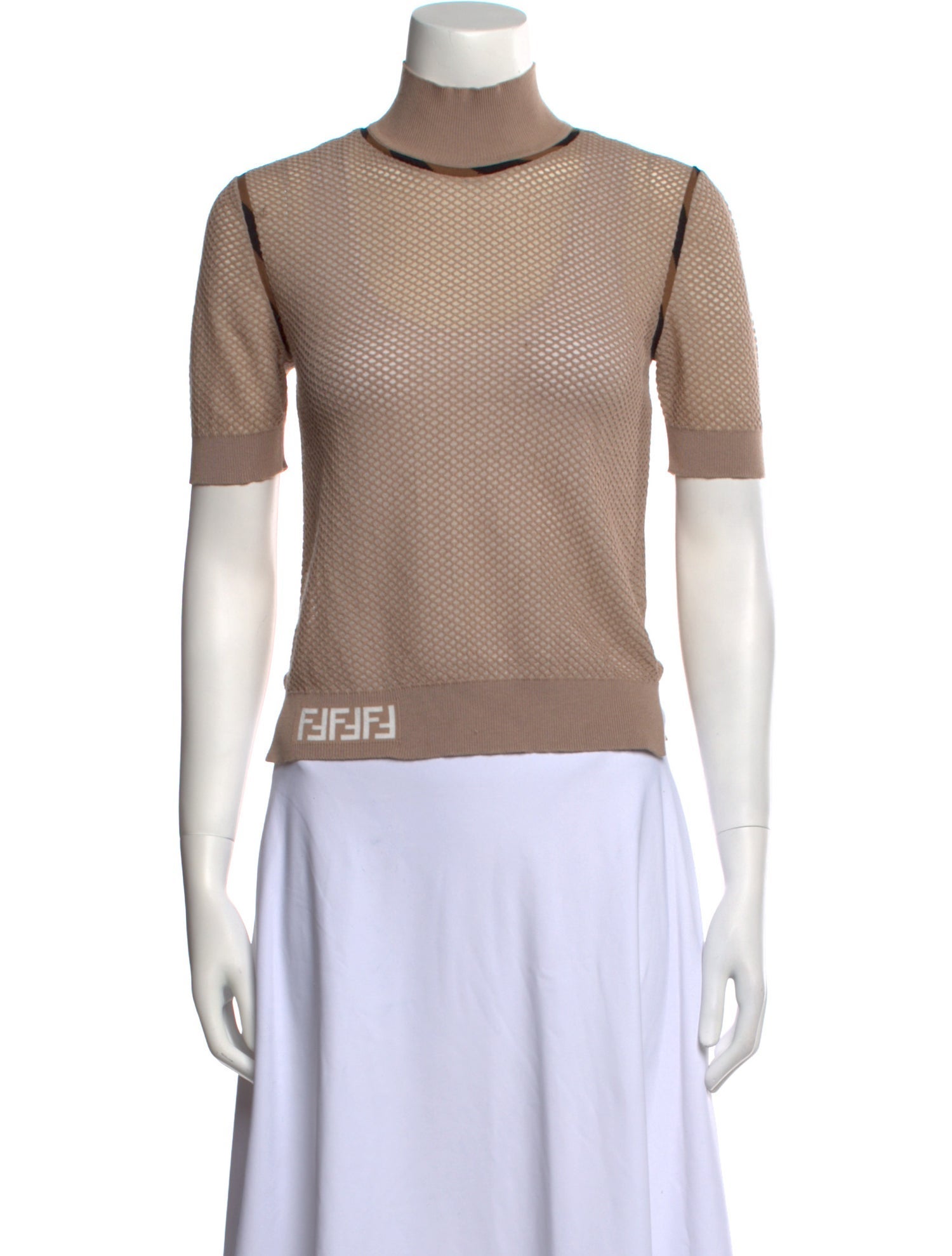 Fendi Turtleneck Short Sleeve Top