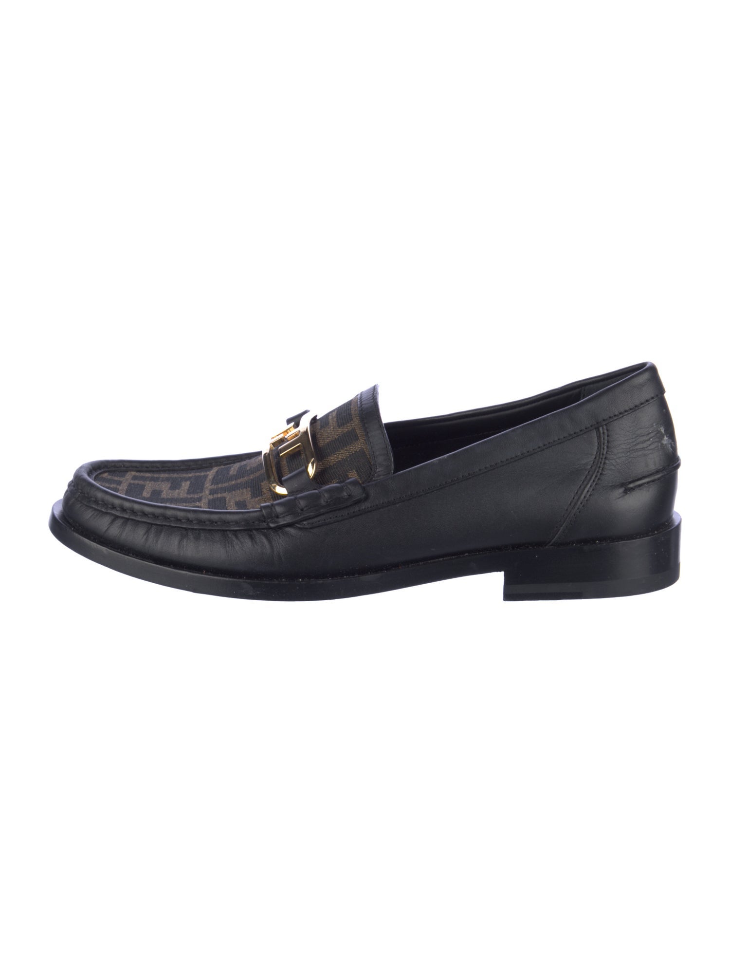 Fendi Zucca FF Logo Leather Dress Loafers