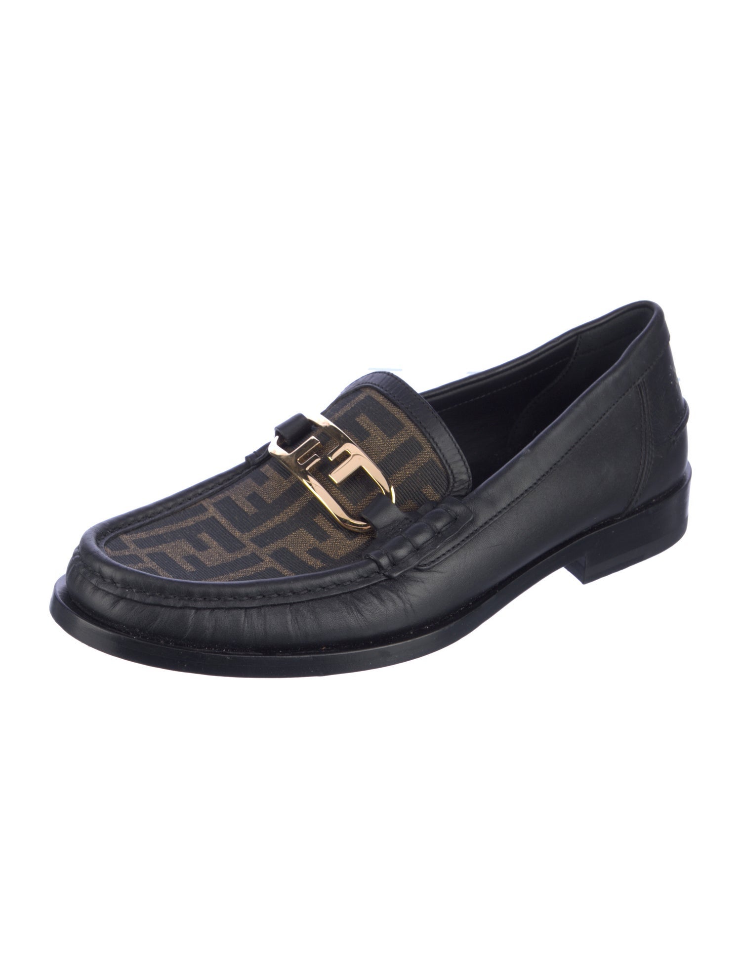 Fendi Zucca FF Logo Leather Dress Loafers
