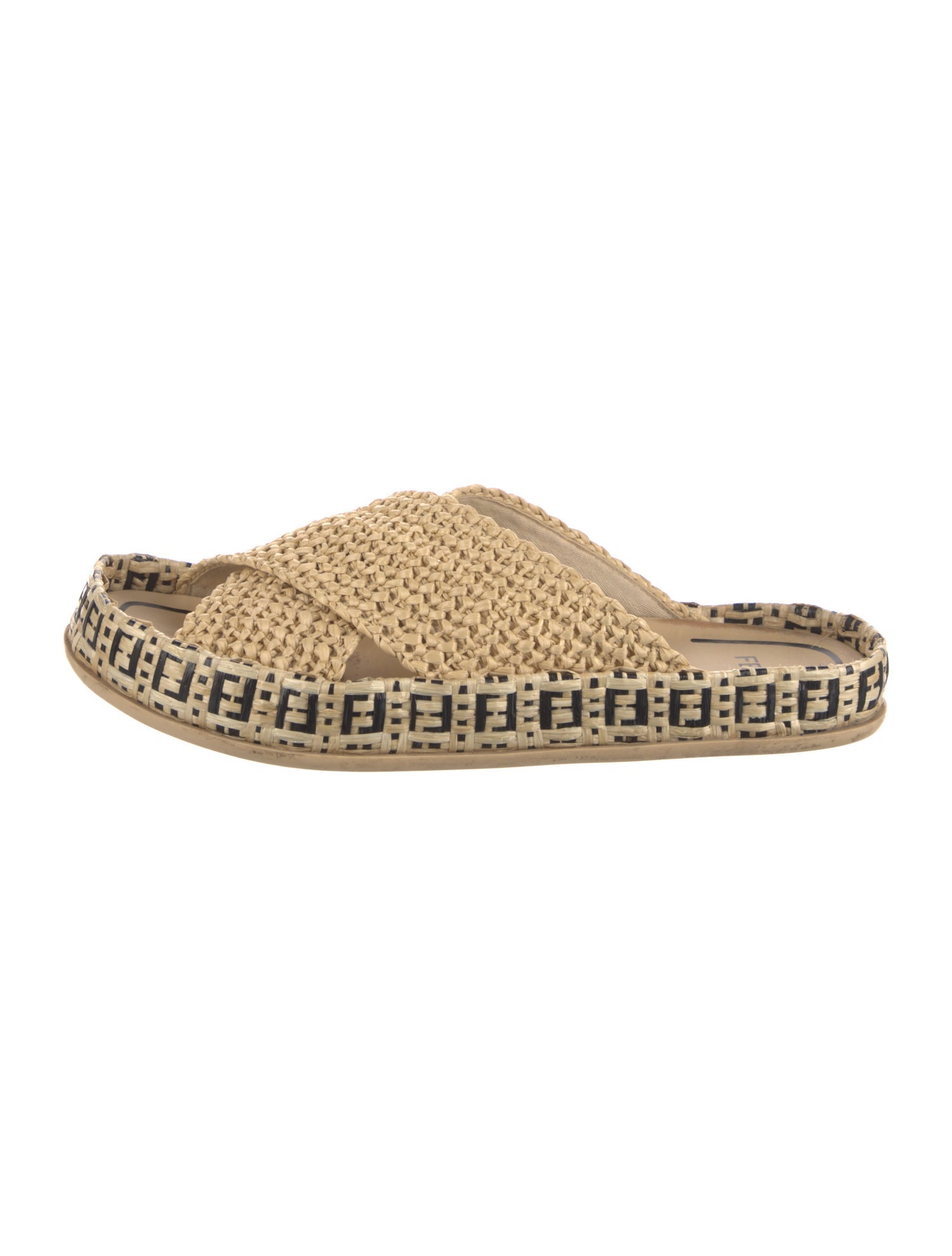 Fendi Zucca FF Logo Raffia Espadrilles