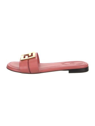 Fendi Zucca FF Logo Leather Slides