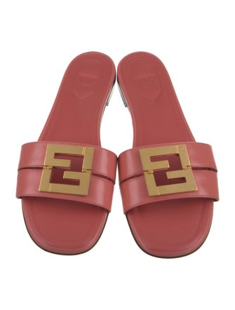 Fendi Zucca FF Logo Leather Slides