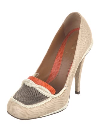 Fendi Leather Colorblock Pattern Pumps