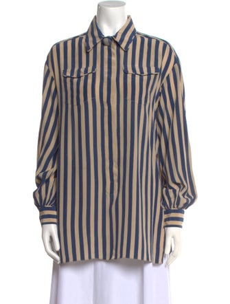 Fendi Silk Striped Button-Up Top