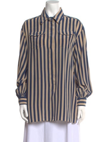 Fendi Tops Silk Striped Button-Up Top S