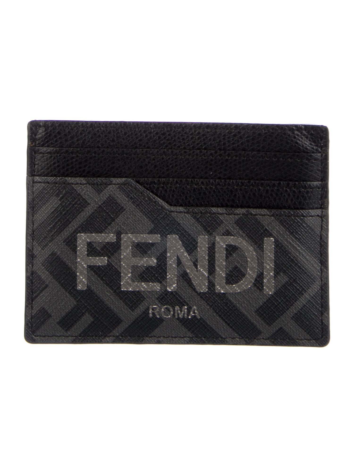 Fendi Zucca FF Logo Leather Card Holder