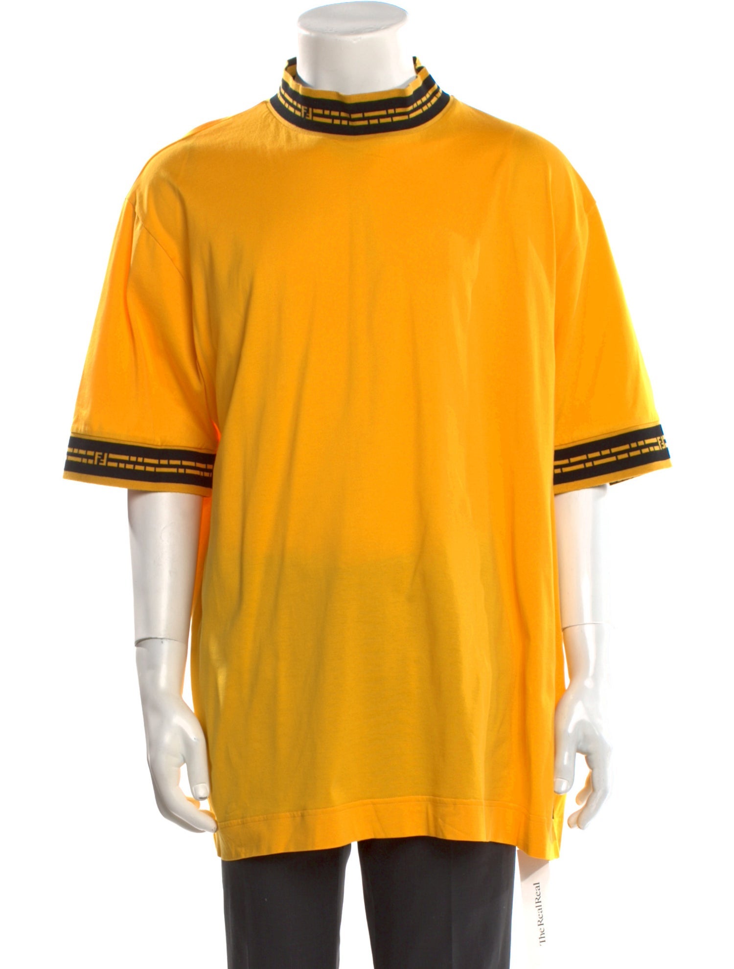 Fendi Striped Mock Neck T-Shirt