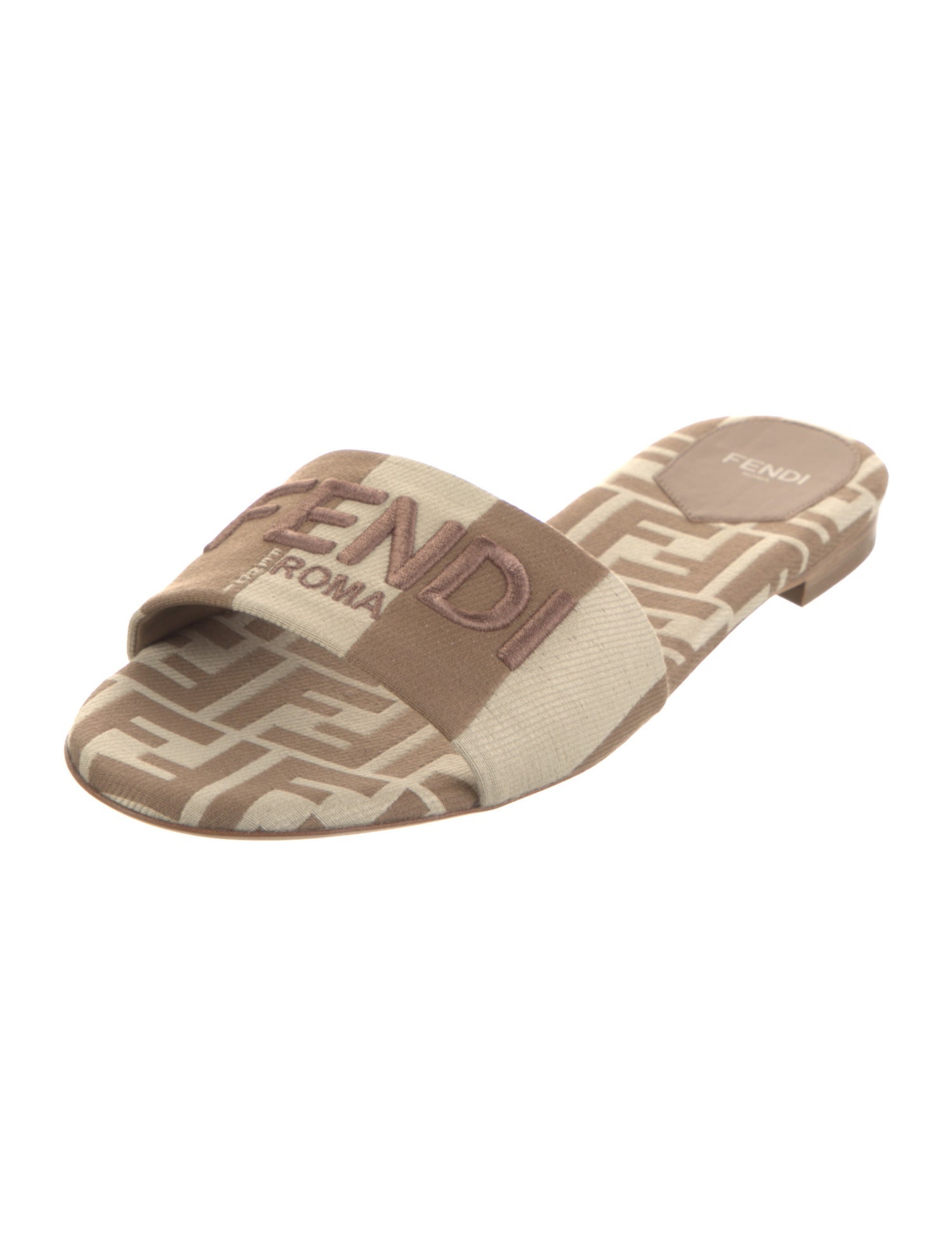 Fendi Zucca FF Logo Canvas Slides