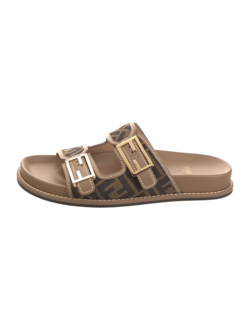 Fendi Zucca FF Logo Leather Slides