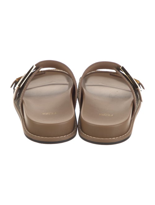 Fendi Zucca FF Logo Leather Slides