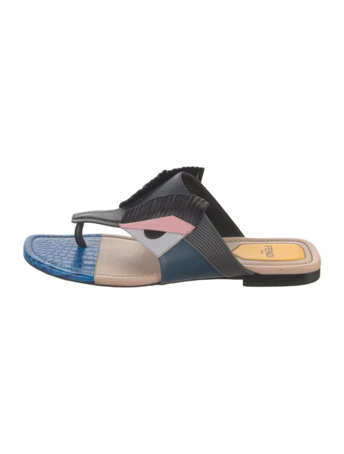 Fendi Monsters Motif Leather Slides