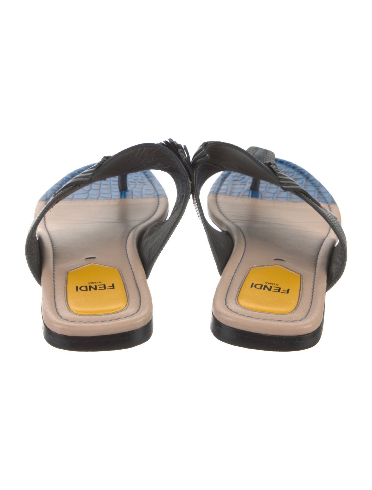 Fendi Monsters Motif Leather Slides