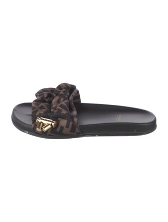 Fendi Zucca FF Logo Satin Slides
