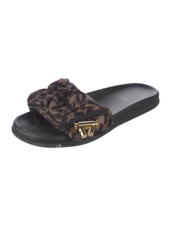 Fendi Zucca FF Logo Satin Slides