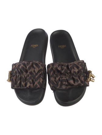 Fendi Zucca FF Logo Satin Slides