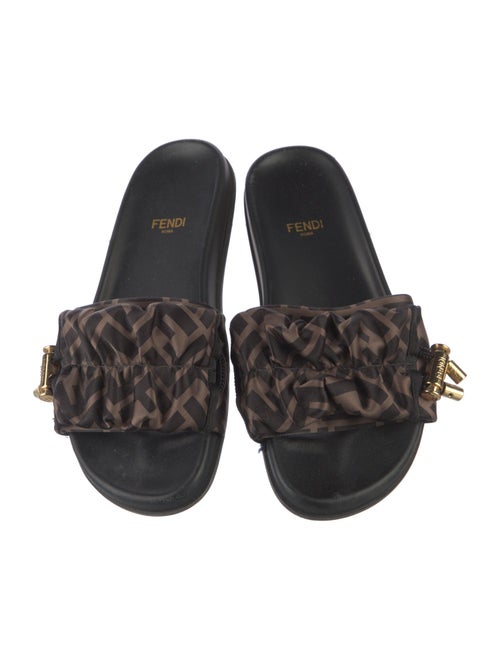 Fendi Zucca FF Logo Satin Slides