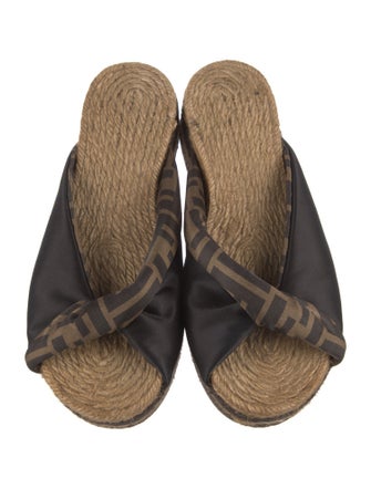 Fendi Zucca FF Logo Satin Espadrilles