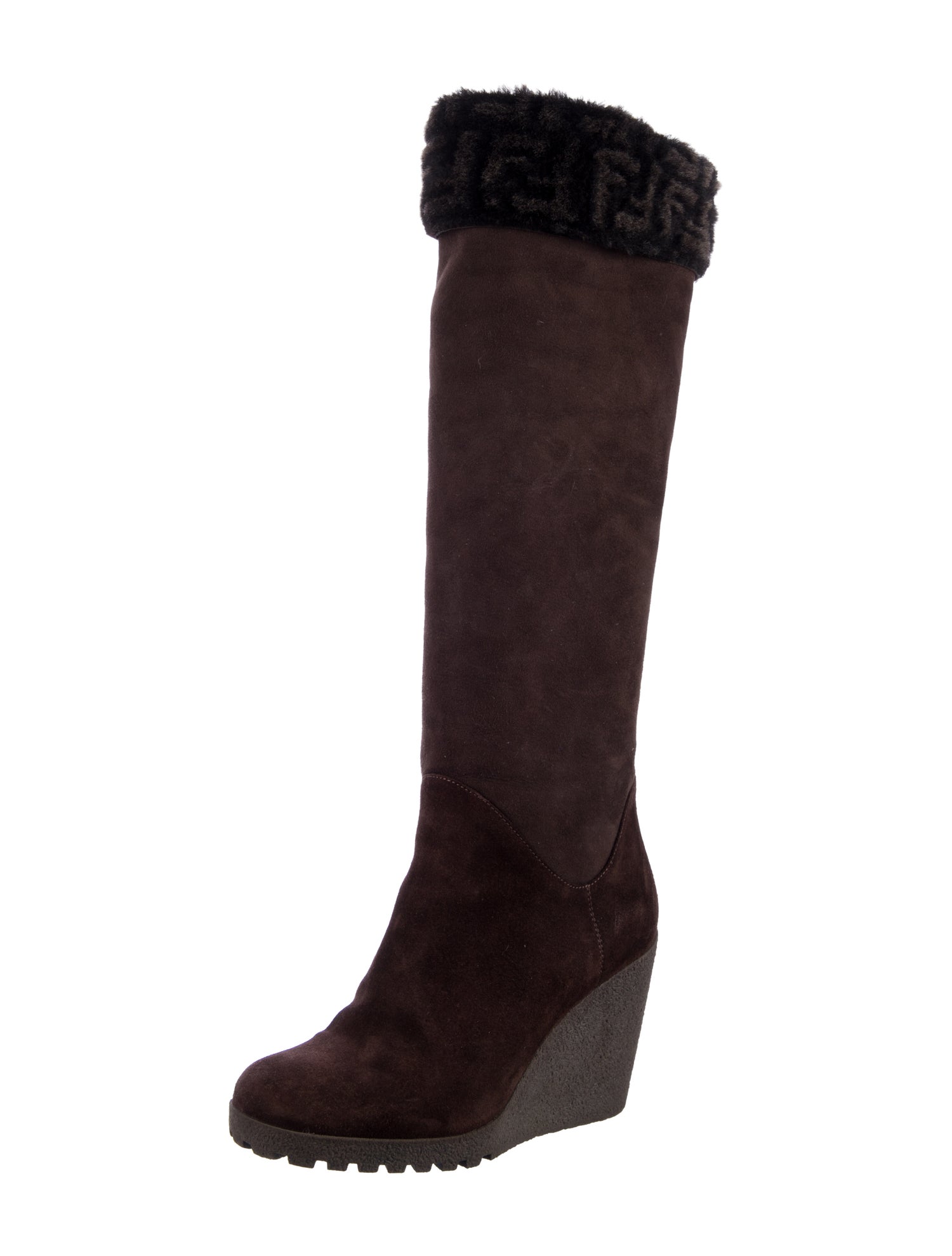 Fendi Zucca FF Logo Suede Sock Boots