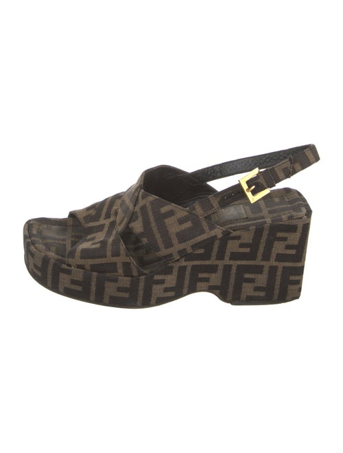Fendi Zucca FF Logo Canvas Slingback Sandals