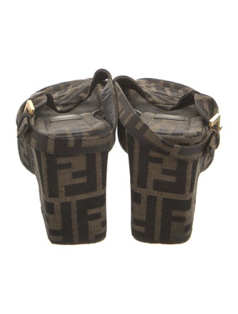 Fendi Zucca FF Logo Canvas Slingback Sandals