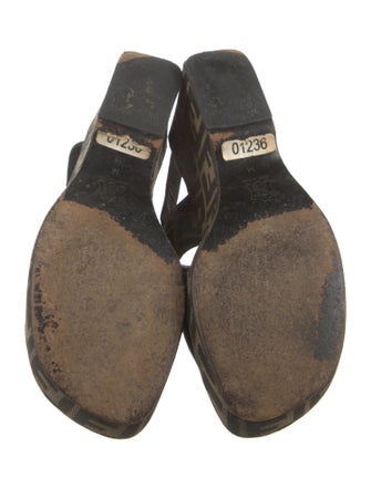 Fendi Zucca FF Logo Canvas Slingback Sandals