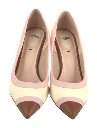 Fendi Leather Colorblock Pattern Pumps