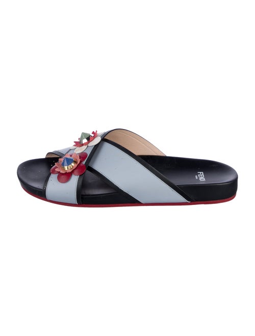 Fendi Flowerland Leather Slides
