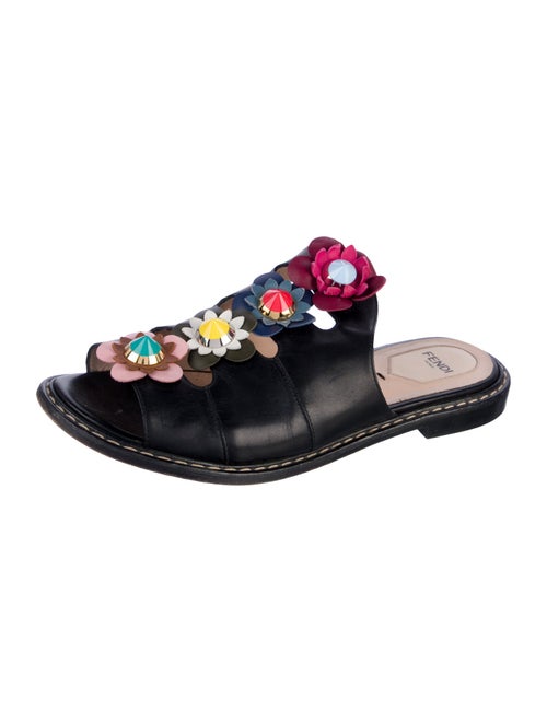 Fendi Leather Studded Accents Slides