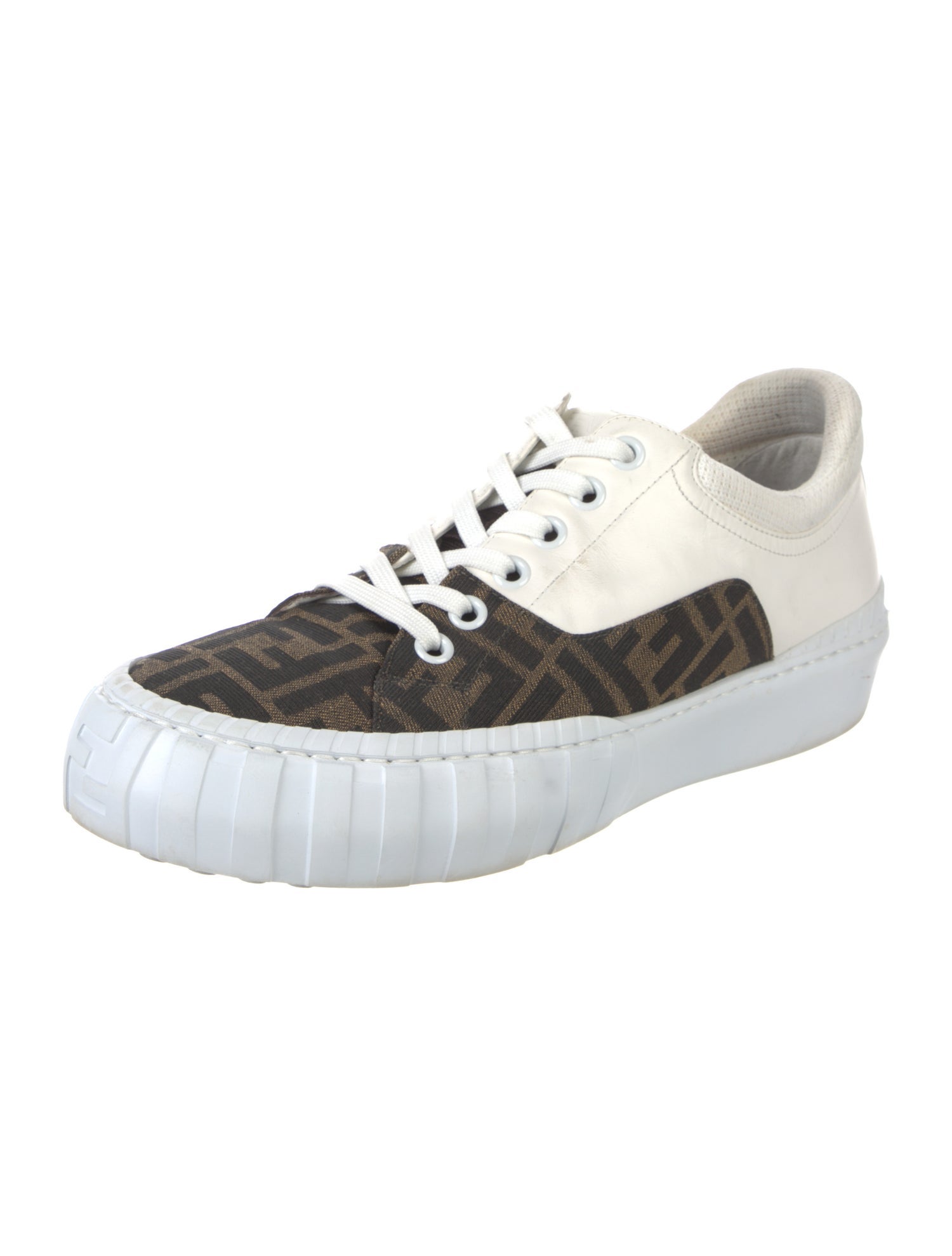 Fendi Zucca FF Logo Leather Sneakers