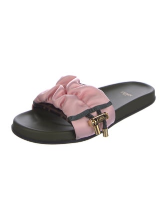 Fendi Zucca FF Logo Satin Slides