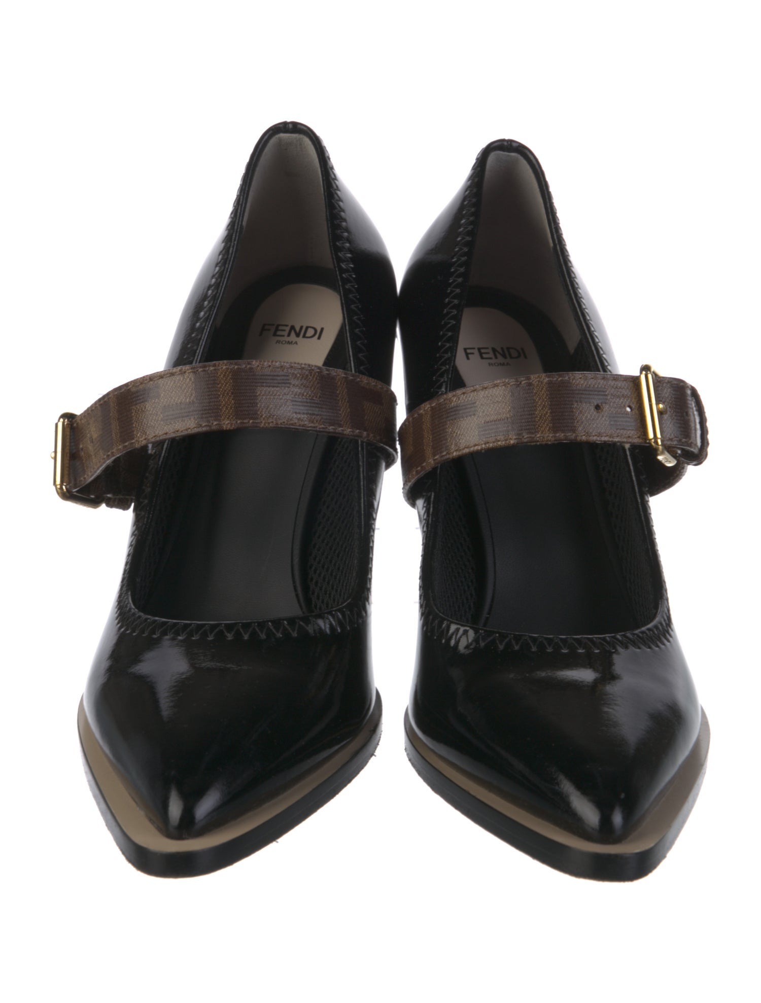 Fendi Zucca FF Logo Patent Leather Pumps