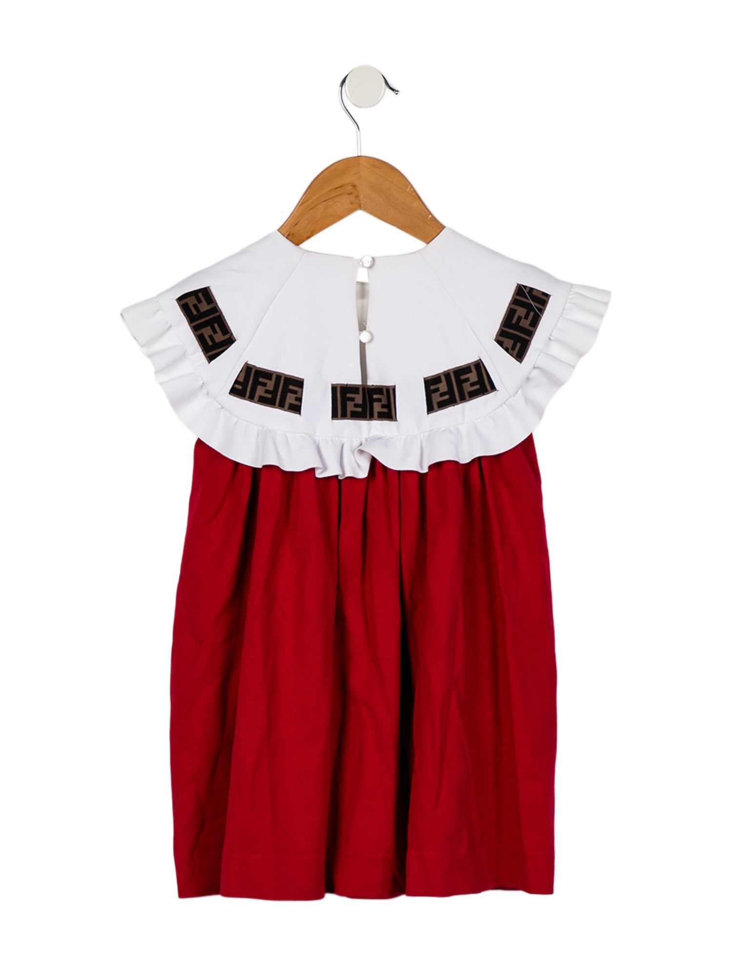 Fendi Toddler Girls' Ruffled Trim Short Sleeve Dress