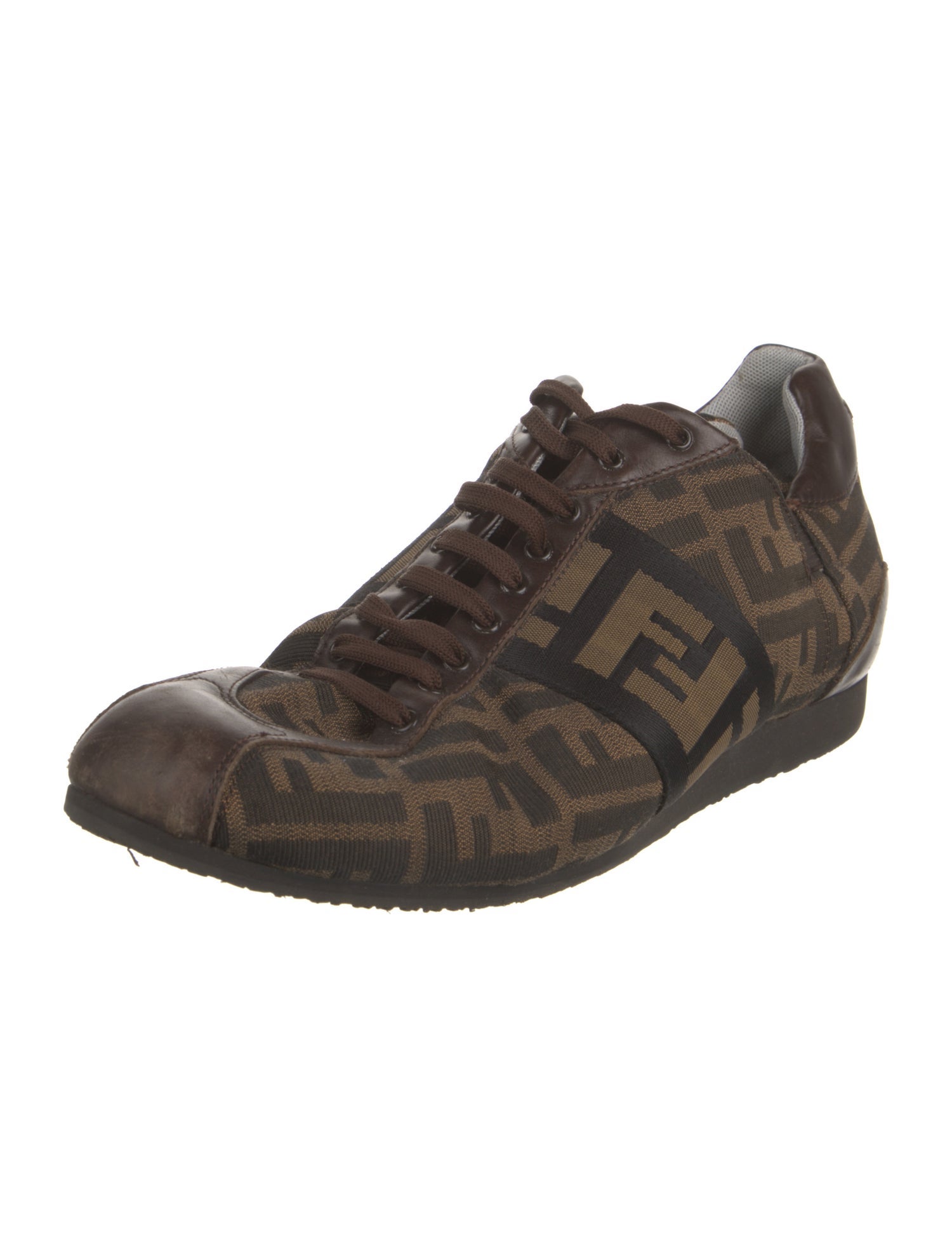 Fendi Zucca FF Logo Leather Sneakers