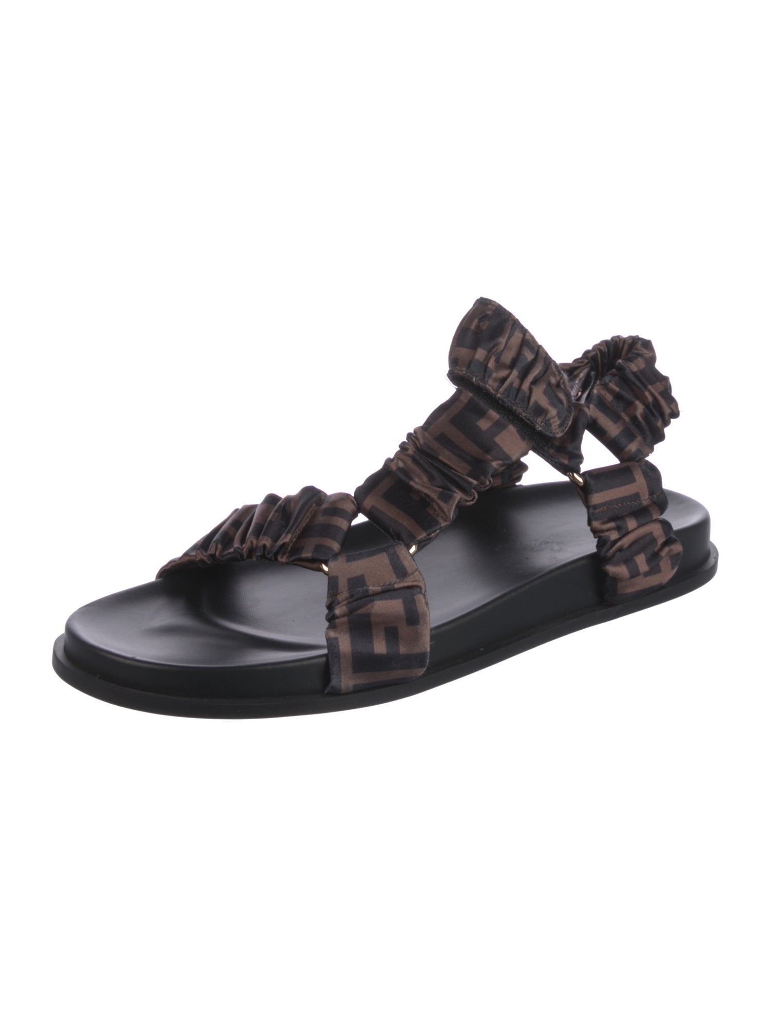 Fendi Zucca FF Logo Satin Gladiator Sandals