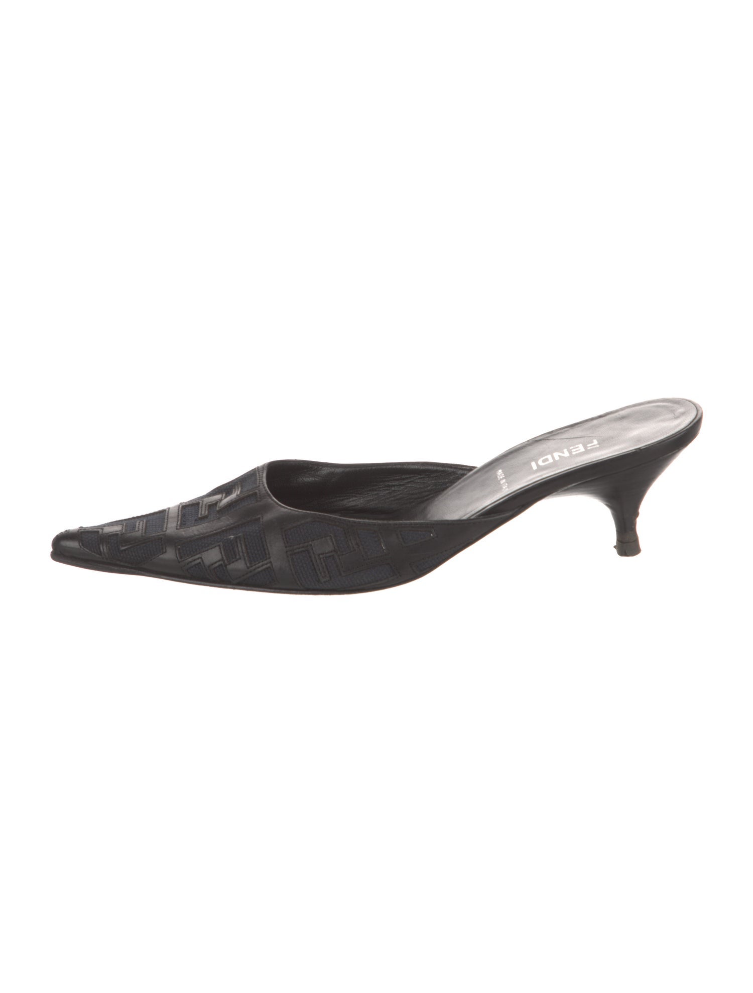 Fendi Zucca FF Logo Patent Leather Mules