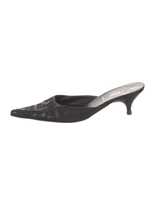 Fendi Zucca FF Logo Patent Leather Mules