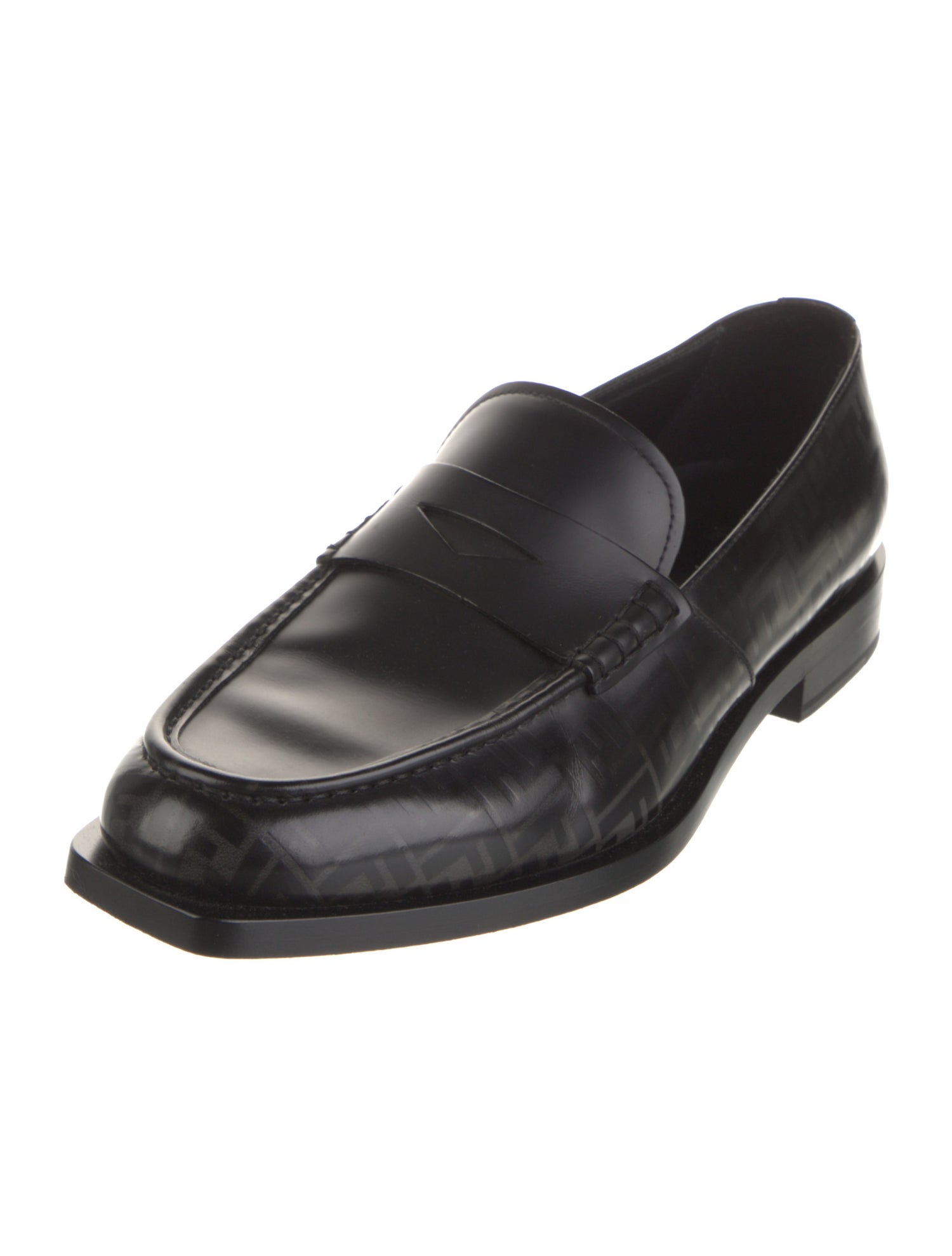 Fendi Zucca FF Logo Leather Dress Loafers