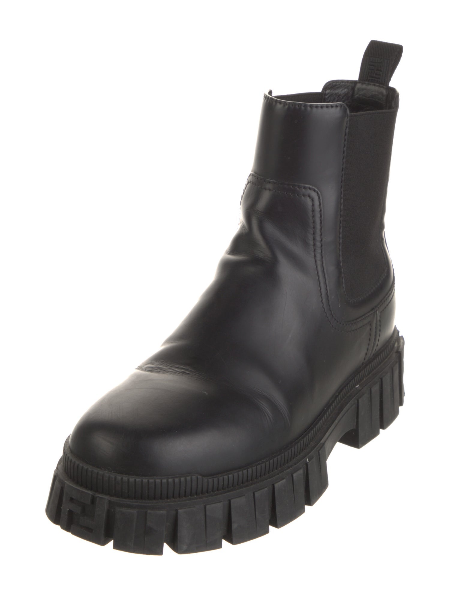 Fendi Zucca FF Logo Leather Chelsea Boots