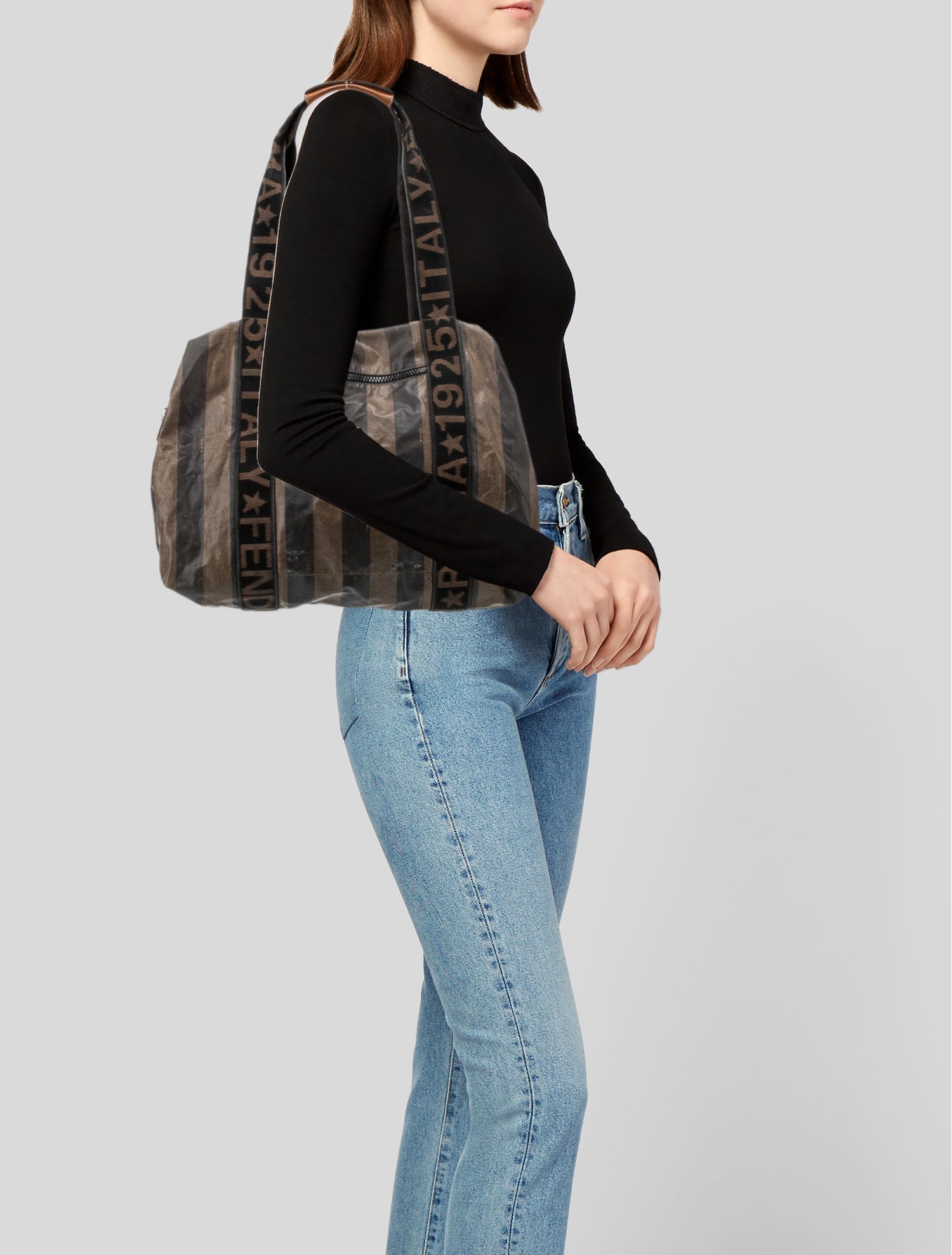 Fendi Pequin Shoulder Bag Vintage