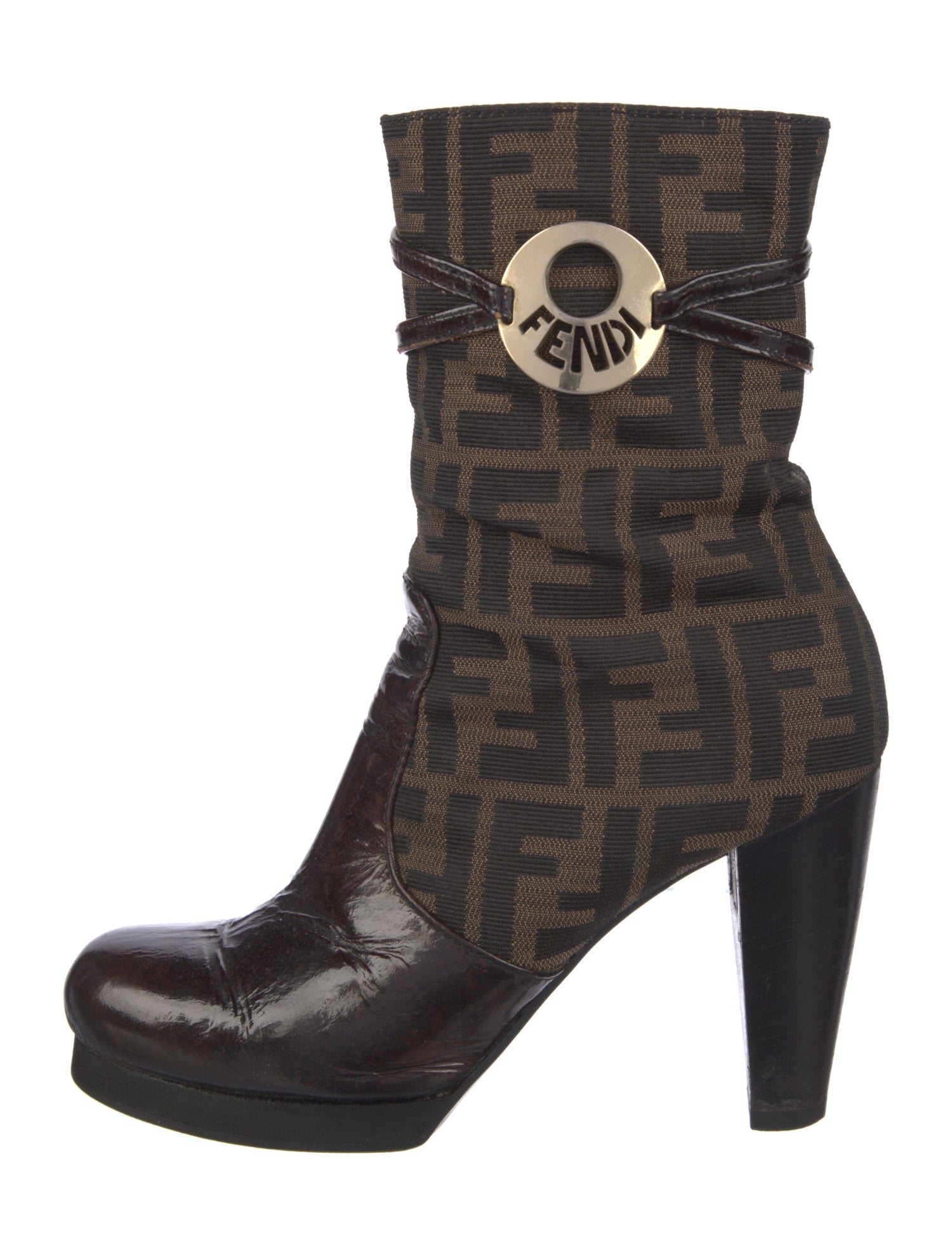 Fendi Zucca FF Logo Canvas Boots