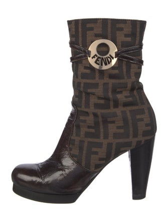 Fendi Zucca FF Logo Canvas Boots