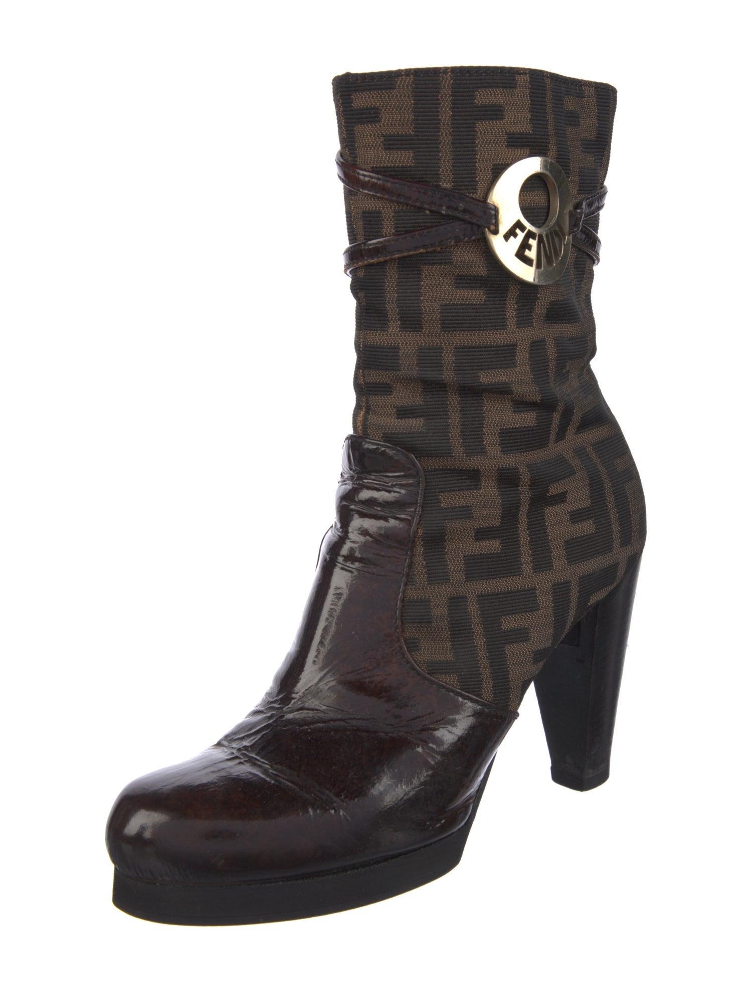 Fendi Zucca FF Logo Canvas Boots